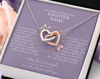 Tochter Geschenk - schöne Herz-Halskette | kleine Geschenke für Tochter | Mutter Tochter Kette | Kette personalisiert | 18k gold