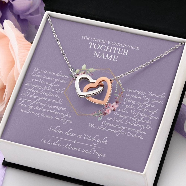 Tochter Geschenk - schöne Herz-Halskette | kleine Geschenke für Tochter | Mutter Tochter Kette | Kette personalisiert | 18k gold