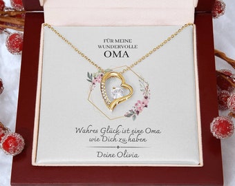 Geschenk Oma - Einzigartige Herzhalskette | Geschenk für Oma | Weihnachtsgeschenke Oma | Kette personalisiert | 14k gold