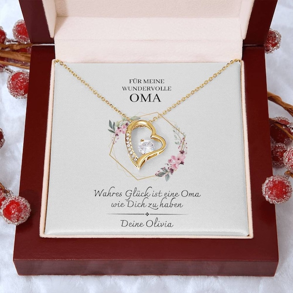 Geschenk Oma - Einzigartige Herzhalskette | Geschenk für Oma | Weihnachtsgeschenke Oma | Kette personalisiert | 14k gold