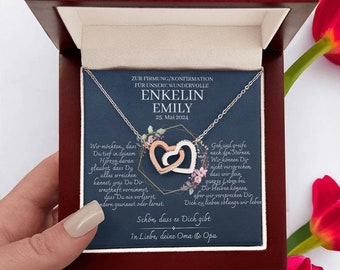 Enkelin Firmung, Konfirmation Geschenk - schöne Herz-Halskette | kleine Geschenke für Enkelin | Oma Enkelin Kette | 18k