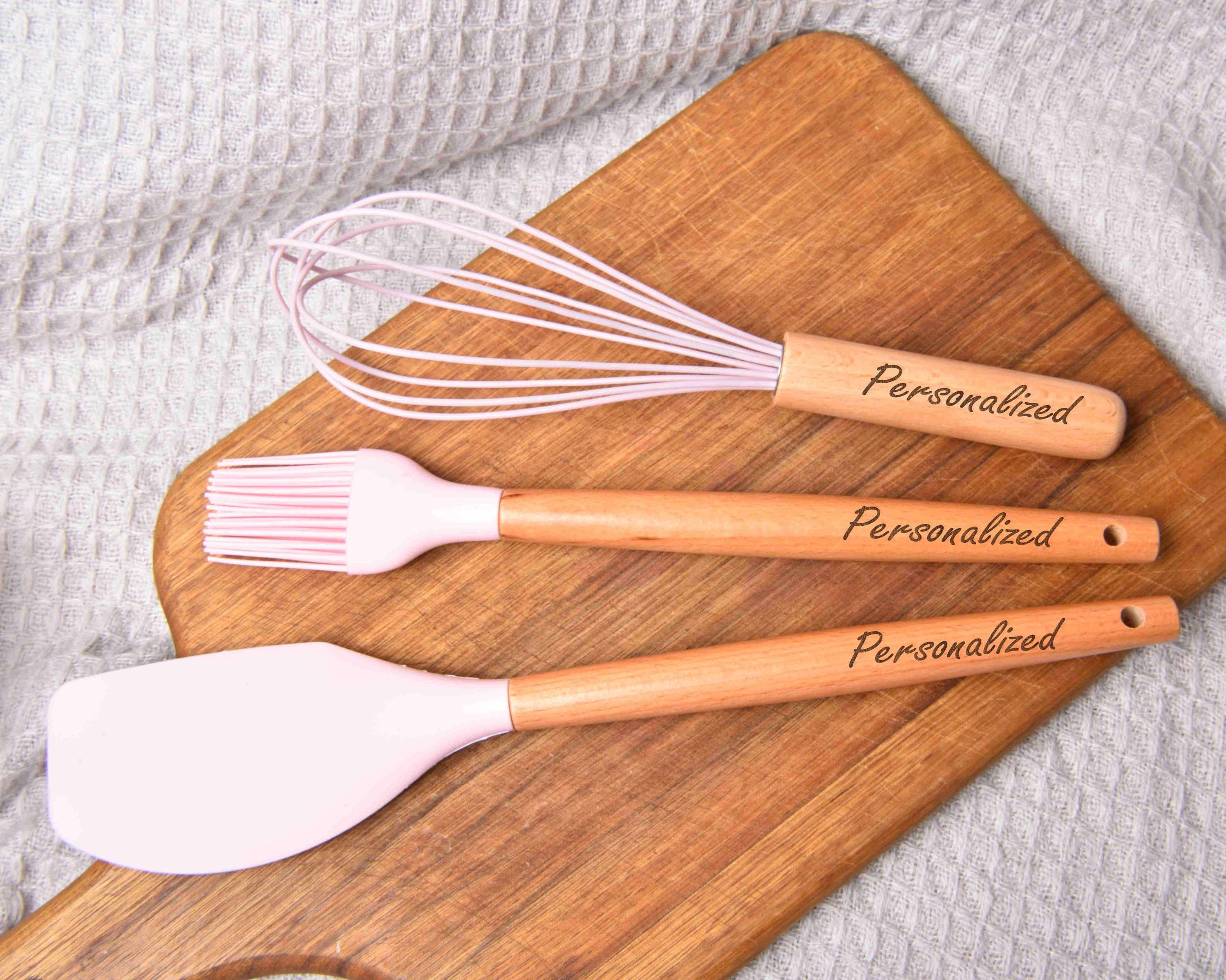 Customized 7 Piece Wooden Cooking Utensil Set: Personalized Gifts