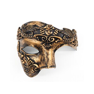 Hombre Bauta Máscara Veneciana Plata Metal Dorado Estilo Carnaval Disfraz  de