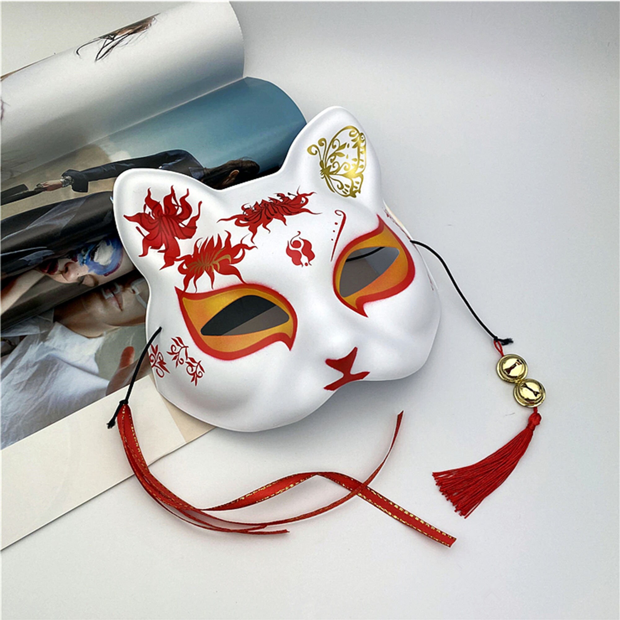 Fox Cat Mask Kitsune Hand-painted Anime Movie - Etsy