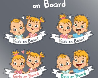 Kids/Girls/Boys/Sisters/Brothers on board Aufkleber Sticker