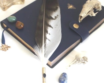 Scottish Buzzard Smudge Feather, Black Tourmaline Crystal, Ceremonial Wand