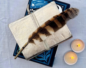 Scottish Tawny Owl  Smudge Feather with  Black Tormaline crystal.  Ceremonial Wand