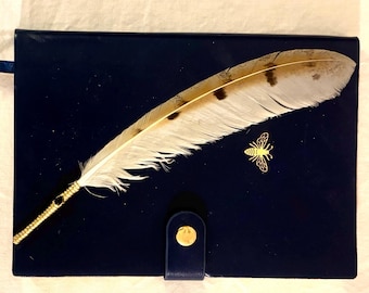 Scottish Barn Owl  Smudge Feather with  Black Tormaline crystal.  Ceremonial Wand