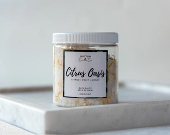 Citrus Oasis Bath Salts 8oz, Soaking Salts, Relaxing Salts, Self Care Gifts, Rose Bath Salts, Gifts for Her, Small Gifts