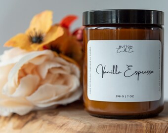 Vanilla Espresso, Coffee, Soy Candle, Non Toxic Candles, Candle, Soy, Amber Jar Candle, Candle Scents, Eco-Friendly, Handmade, Local