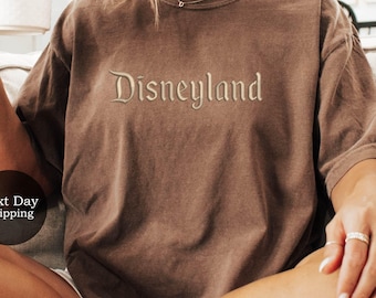 Embroidered Comfort Colors Disneyland Embroidered T-Shirt, Disney Park Outfit, Disney Shirt, Disneyworld Tee, Embroidery Cute Disneyland Tee
