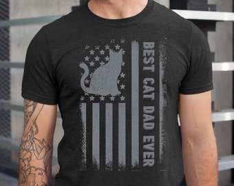 Funny Cat Dad USA Flag T-shirt - Cat Lover Gift