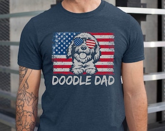 Doodle Dad Shirt: American Flag Dog Lover Gift