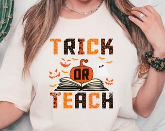 Trick Or Teach Halloween Teacher Shirt, Spooky Retro Tee