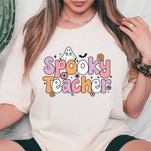 Halloween Shirts, Spooky Teacher Shirt, Teacher Shirts, Teacher Halloween Shirts, Retro Halloween Teacher, Halloween Teacher Tee