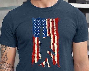 Bigfoot American Flag T-Shirt: Patriotic Sasquatch Tee