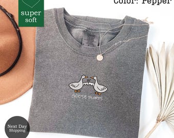 Embroidered Goose Comfort Colors T-Shirt: Unisex Cozy Tee