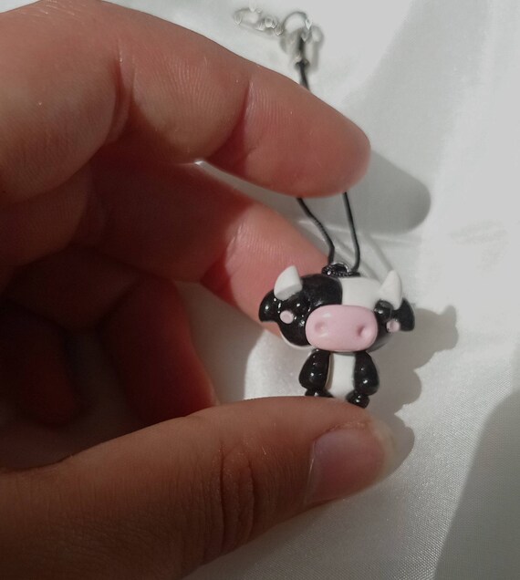 Handmade Polymer Clay Cow Charms  Red/blue/brown/black/green/purple/pink/yellow Cow Charm/necklace/phone Charm/keychain  -  Israel