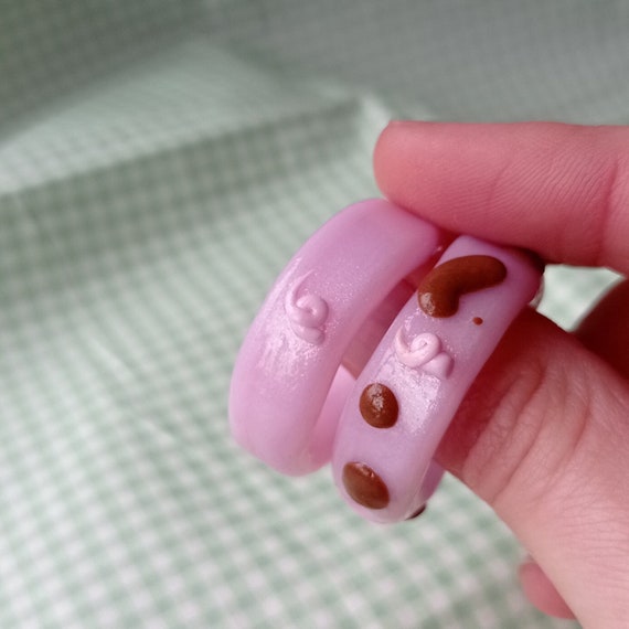 Handmade Polymer Clay Pig Ring Chunky Pig Animal Ring With Gloss