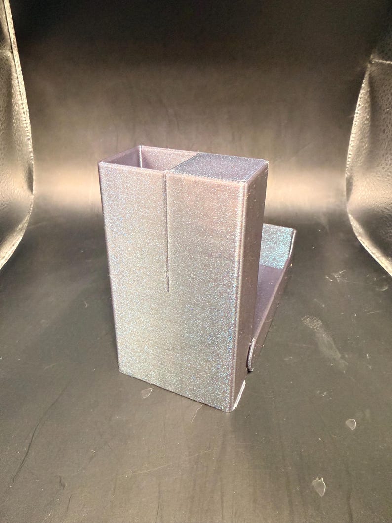 Collapsible 3D Printed Travel Dice Tower Black Blue Glitter RPG