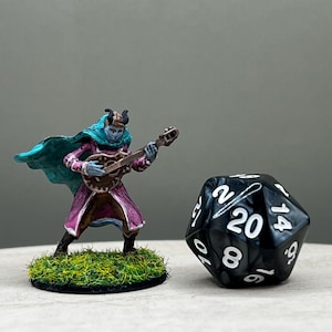 Female Tiefling Bard, Hand Painted Dungeons and Dragons Miniature