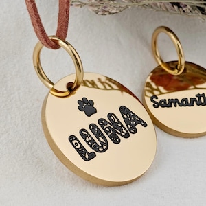 Médaille d'identification ronde personnalisée en acier inoxydable pour animal de compagnie, gravure profonde, couleur émail, adaptée aux chiens et aux chats, étiquette d'identification à la mode pour animal de compagnie