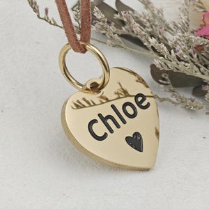 Médaille d'identification personnalisée en forme de coeur en émail cuit au four, garantie de 10 ans, médaille fabriquée à la main en acier inoxydable pour chiens et chats