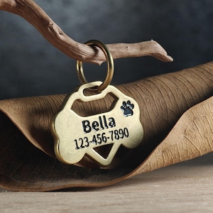 Médaille d'identification en os avec cadre personnalisé - Médaille d'identité personnalisée en os avec cadre profond - Collier d'identification personnalisé avec gravure profonde, cadeau de Style vintage pour chat et chien