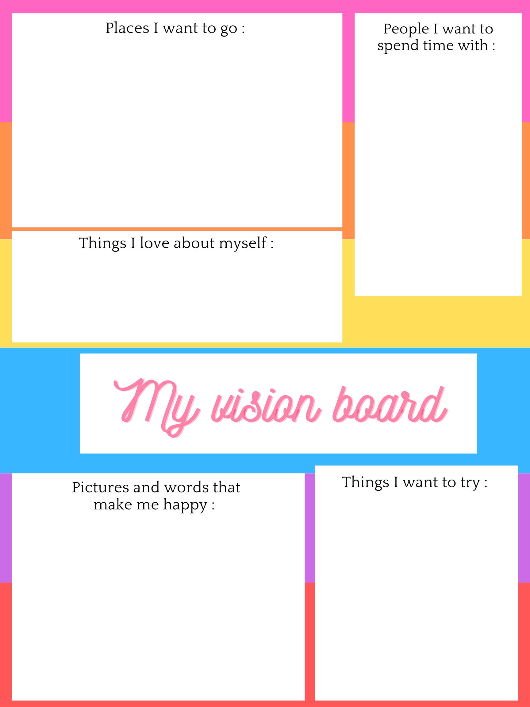 Printable Vision Board Template for Kids - Etsy UK