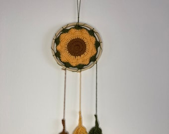 Mini Sunflower Crochet Dreamcatcher