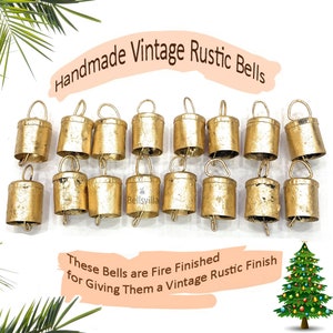 Bellsvilla 5cm Vintage Rustic Cylinder Tin little Cow Bells Handmade For Christmas, Noah, Witch, Lucky, Door Protection, Decor Bells