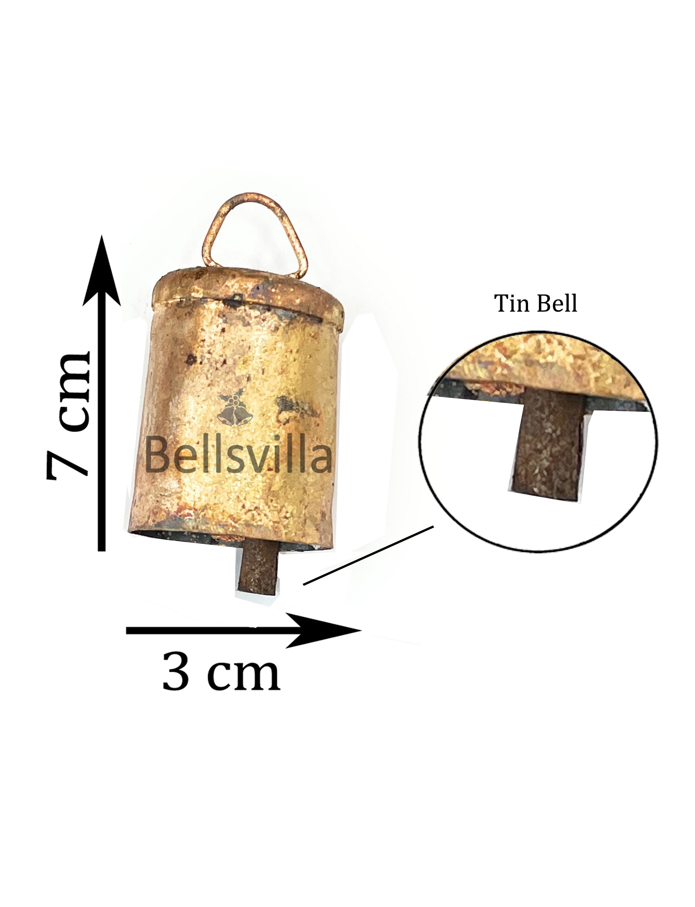 Bellsvilla 8cm Cone and 7cm Cylinder Christmas Harmony Vintage Rustic Tiny  Bells Wall Hanging Decor Big Bells 