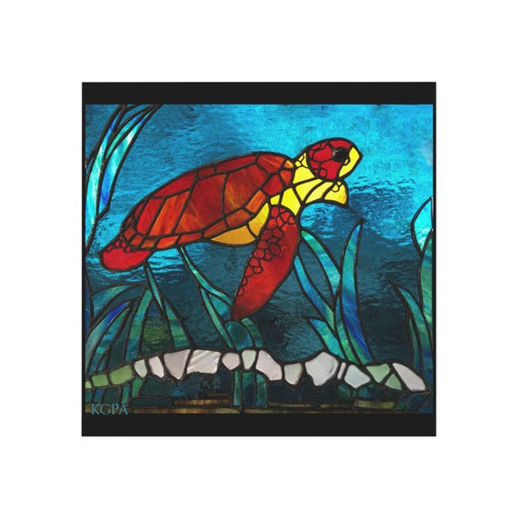 Sea Turtle Magnet: Glossy Square Art, Indoor/Outdoor Decor