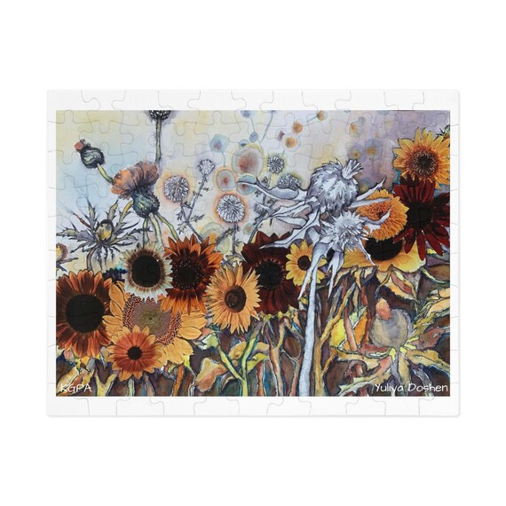Jigsaw Puzzle (30, 110, 252, 500,1000-Piece). Yuliya Doshen Sunflowers.