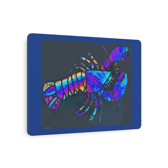Metal Art Sign. Blue lobster.
