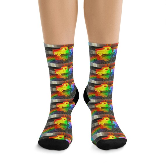 Socks. Rainbow truck.