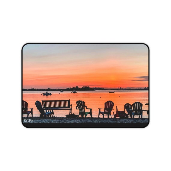 Desk Mat, Beach Chairs at Sunset Desk Mat