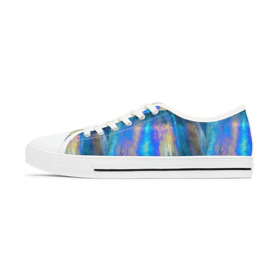 Women s Low Top Sneakers. Iridescent Blue Design. Etsy Canada
