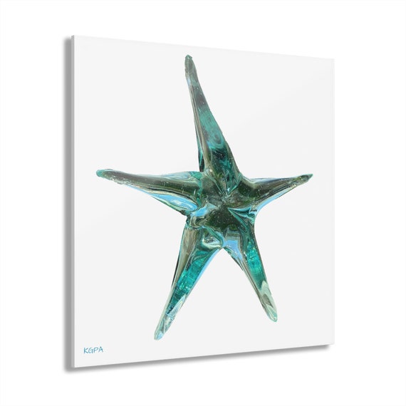 Acrylic Prints. Bluegreen glass sea star. (French Cleat Hanging)