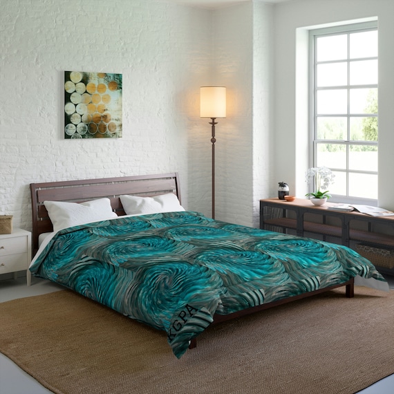 Comforter. Blue swirl.