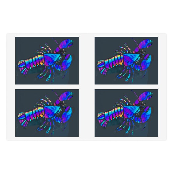 Blue Lobster Vinyl Sticker Sheet: Water-Resistant Decals