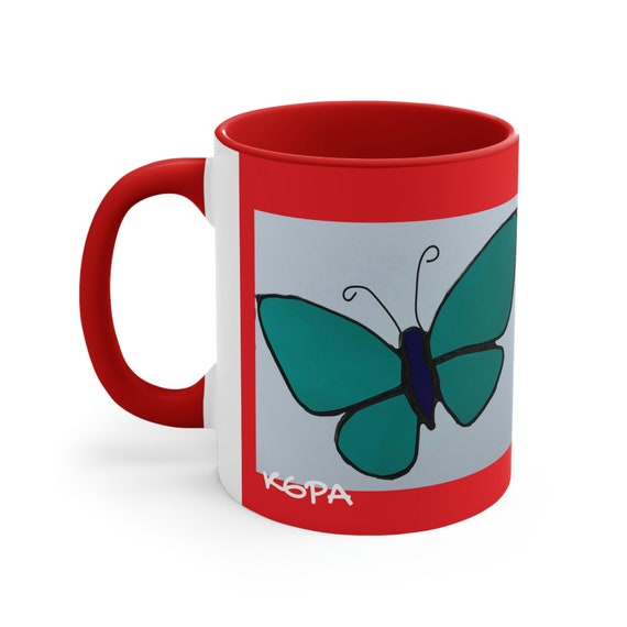Coffee Mug, 11oz, Blue Butterfly