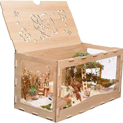 Image showcasing Large Wooden Hamster Cage Wood Pet Furniture Small Pet Cage - Etsy