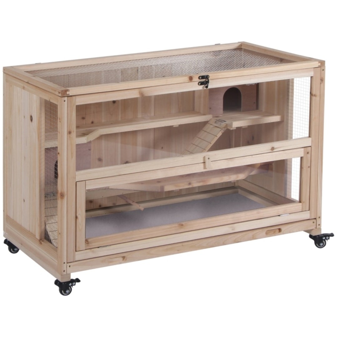 3tier Wooden Large Hamster Cage With Triple Ladders & Double