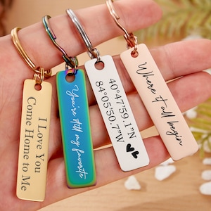 Drive Safe Keychain,Personalized Keychain,Metal Keyring,Custom Key Ring,Key Fob,Engraved Key Chain,Valentine&#39;s Gift for Dad,New Driver Gifts