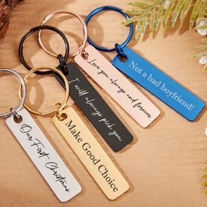 Personalisierter Schlüsselanhänger, gravierter Schlüsselanhänger, Edelstahl-Schlüsselanhänger, benutzerdefinierter Schlüsselanhänger, Geschenk für Paare, Geschenk für den besten Freund