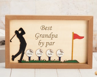 Golf Holzschild, Best Dad von Par Schild, personalisiertes Geschenk für Ehemann und Opa, Vatertagsgeschenk, benutzerdefinierte Golf Namensschild, Holzdekoration für Zuhause