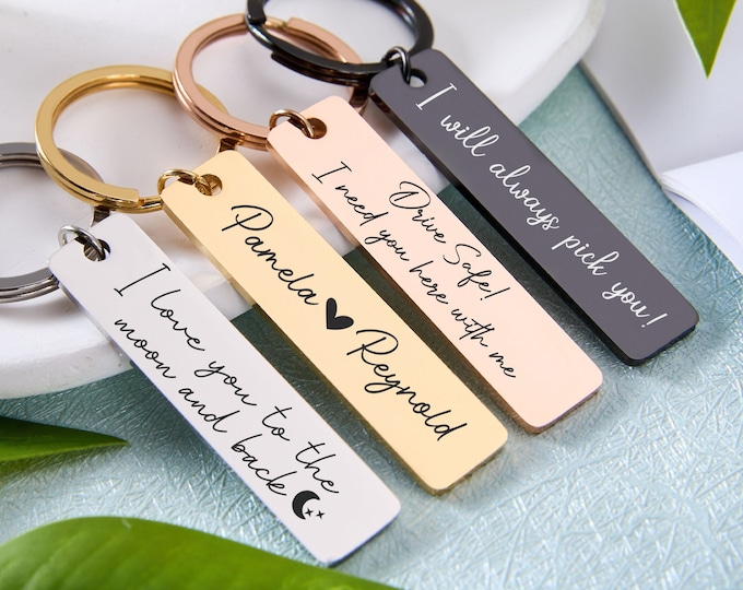 Stainless Steel Keychain,Custom Engraved Key Chain Personalized Key Ring Gifts for Him,Best Friend Gifts for Mom Birthday Gift Boyfriend