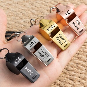 Personalized Whistle Necklace Engraved Stainless Steel Whistle Custom Coach Whistle Outdoor Whistle Personalized Teacher Present Coach Gifts