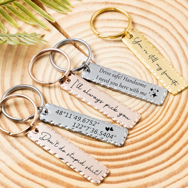 Drive Safe Keychain Personalized Metal Keyring Couple Keychain Custom Key Chain Anniversary Gift Boyfriend Gift for Dad New Driver Gifts